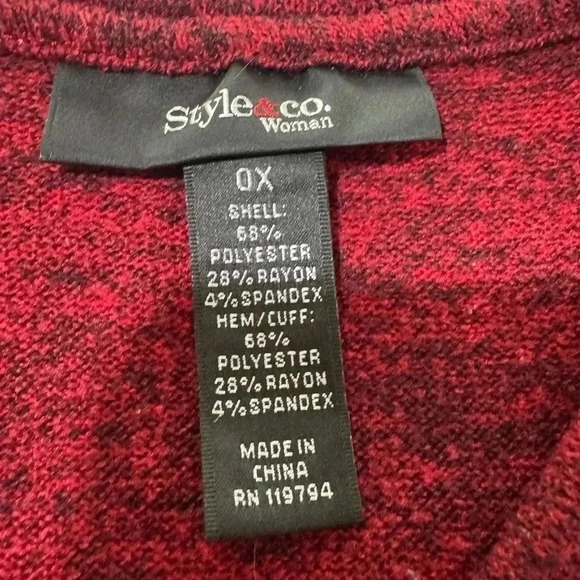 Style & Co Red/Black sweater  - Size 0X - Picture 2 of 5
